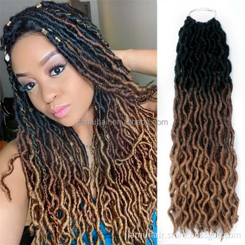 Synthetic Gypsy Locs Hair Extension Braids Ombre Color Wavy Curly Crochet Brais Hair Goddess Locs Hair Wholesale